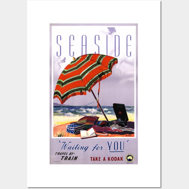 Vintage Travel Poster Seaside Waiting for You Australia Wall Art by vintagetreasure